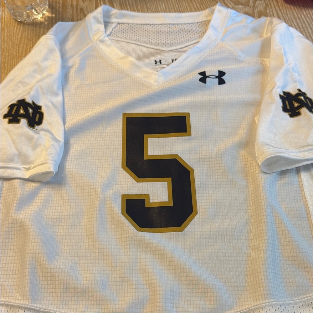 Under Armour White Jersey with Black Number and Gold Details
